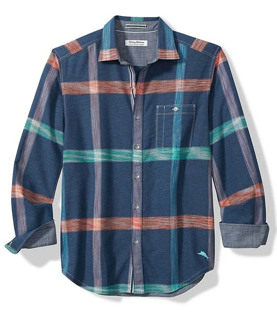 Men s Tommy Bahama Canyon Beach Chill Out Check Woven Shirt Coastline