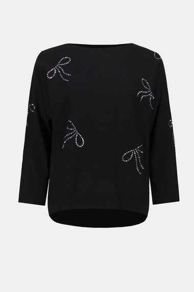 Women's Joseph Ribkoff | Jewel Embellished Boat Neck Pullover | Black