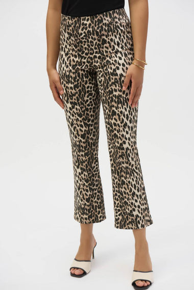 Women's Joseph Ribkoff | Leopard Print Flare Pant | Beige and Black