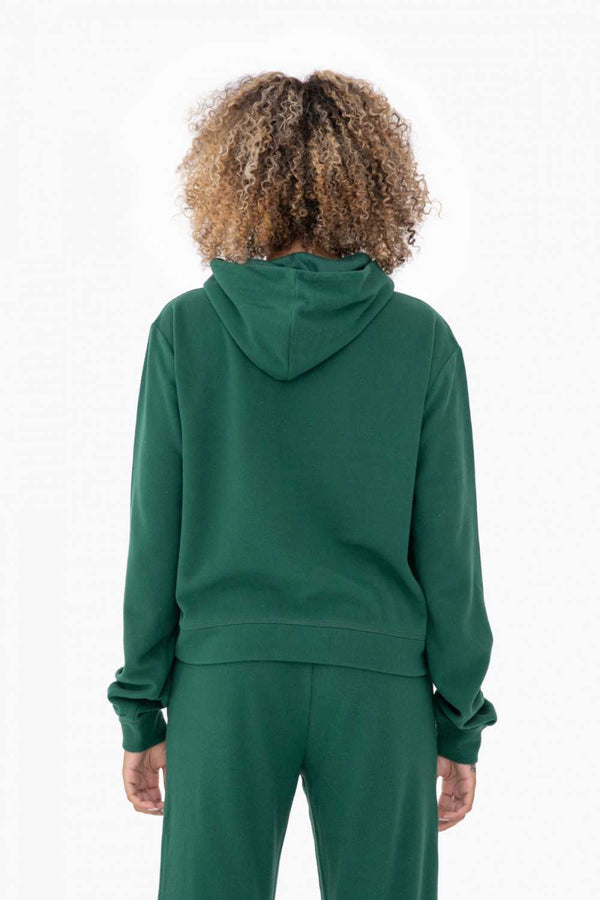 Women s Mono B Comfort Blend Fleece Hoodie Pullover Hunter Green