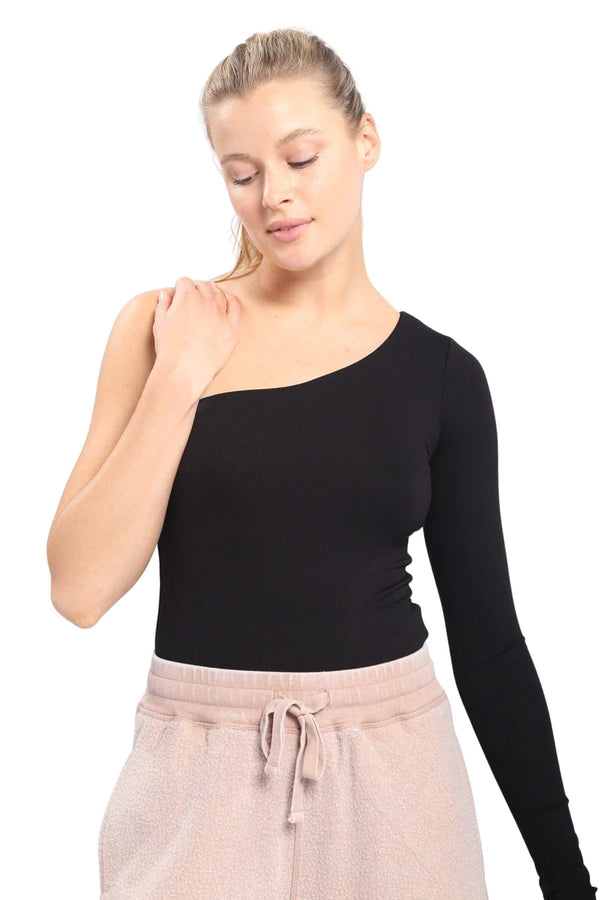 Women's Mono B | One Shoulder Long Sleeve Bodysuit | Black