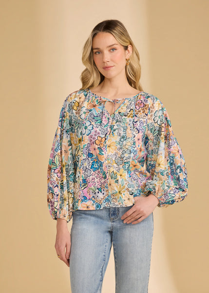 Women's French Dressing | Mixed Print Popover Blouse | Flower Print