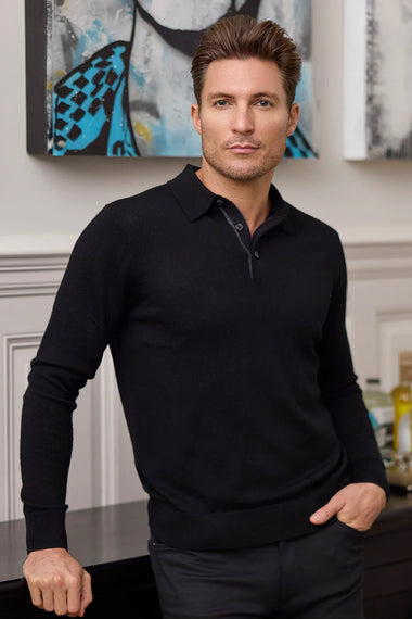 Men's Raffi |  THE LOGAN Polo Sweater | Black