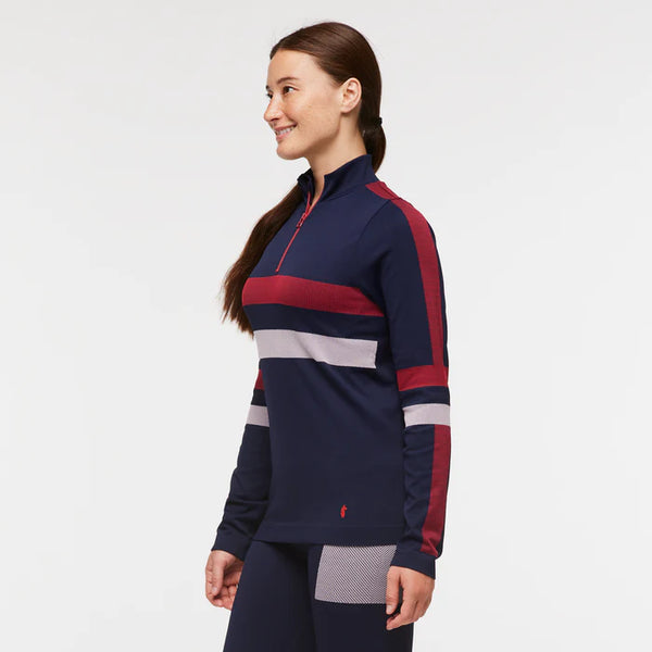 Women's Cotopaxi | Debajo Seamless Baselayer Quarter Zip | Ink Stripes