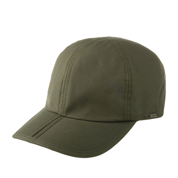 Men's Wigens | Waxed Cotton Baseball Cap with Folding Brim | Khaki