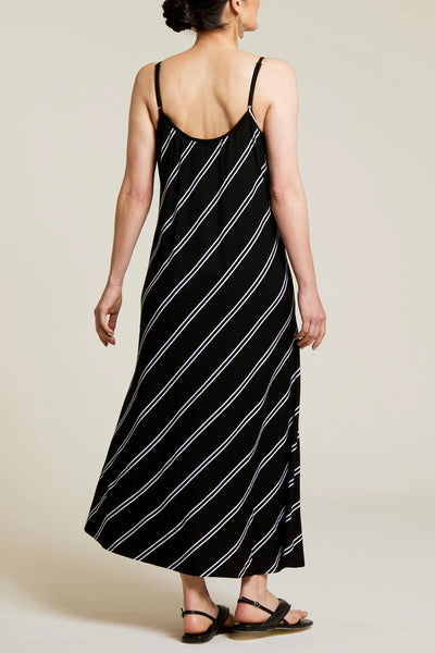Women's Tribal | Diagonal Stripe Spaghetti Strap Maxi Dress | Black