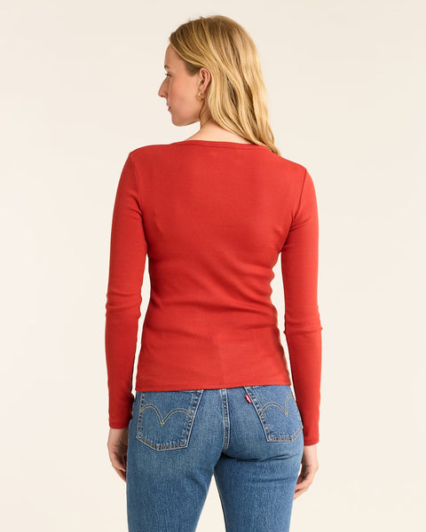 Women's Pendleton | Long Sleeve Pima Cotton Henley | Red Ochre