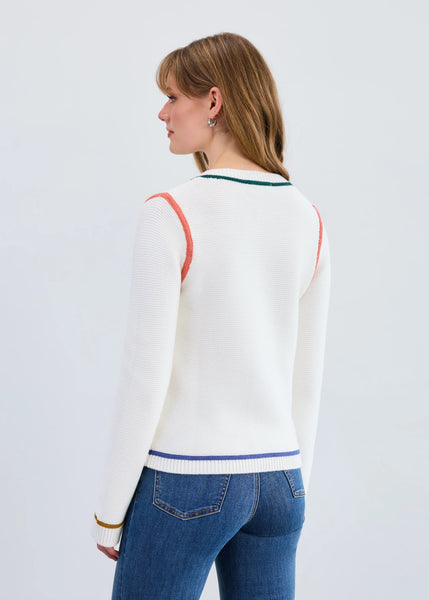 Women's French Dressing | Long-Sleeve Tipping Cardigan | Creme