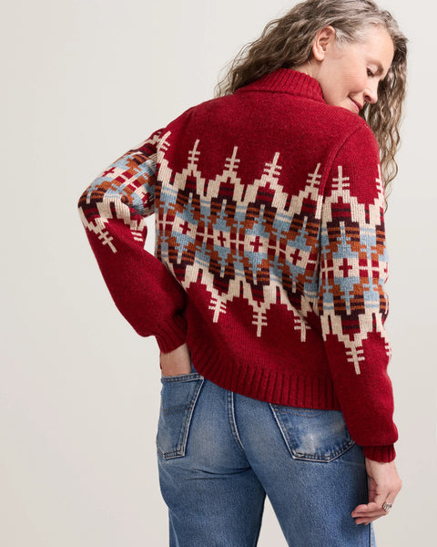 Women's Pendleton | Graphic Wool Zip-Up Cardigan | Chili Red Multi
