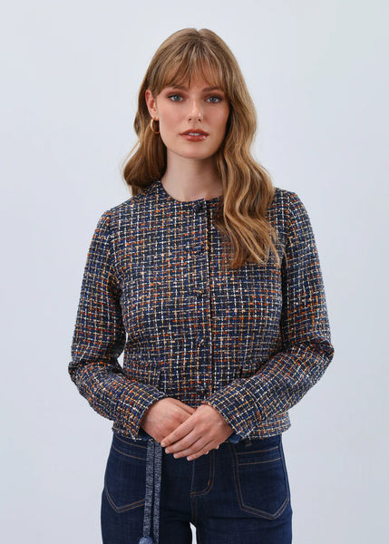 Women's French Dressing | Colarless Tweed Jacket | Multi