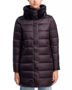 Women's Save the Duck | Dalea Faux Fur Trim Puffer Coat | Brown Black