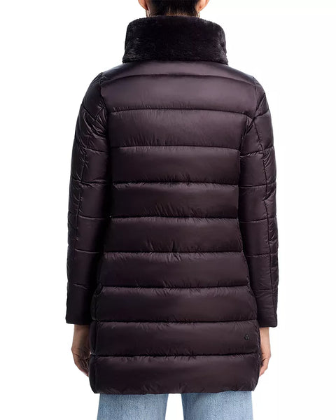 Women's Save the Duck | Dalea Faux Fur Trim Puffer Coat | Brown Black