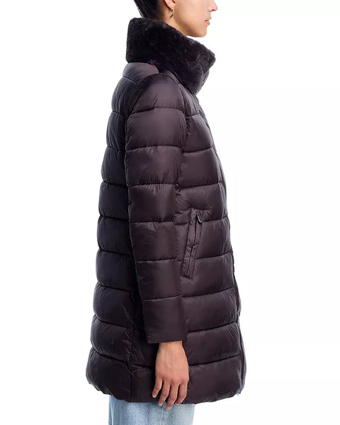 Women's Save the Duck | Dalea Faux Fur Trim Puffer Coat | Brown Black