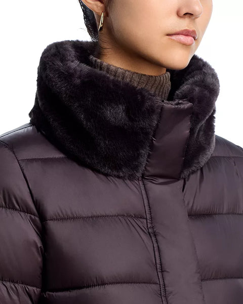 Women's Save the Duck | Dalea Faux Fur Trim Puffer Coat | Brown Black