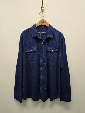 Women's French Dressing | Long Sleeve Suede Button-down Top | Blueberry