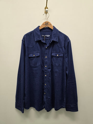Women's French Dressing | Long Sleeve Suede Button-down Top | Blueberry