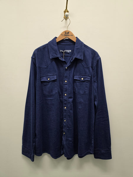 Women's French Dressing | Long Sleeve Suede Button-down Top | Blueberry