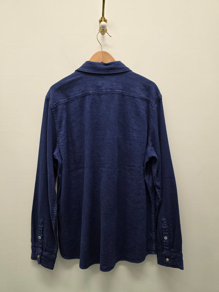 Women's French Dressing | Long Sleeve Suede Button-down Top | Blueberry
