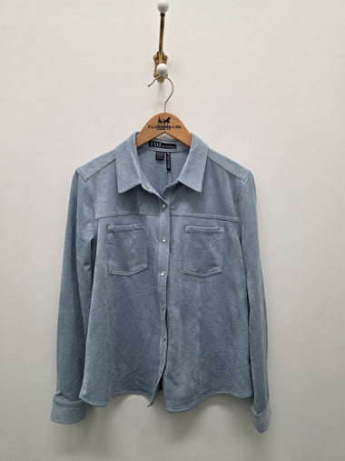 Women's French Dressing | Long Sleeve Suede Button-down Top | Blue River