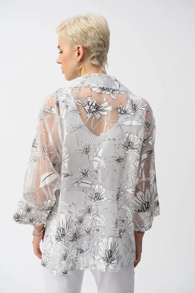 Women's Joseph Ribkoff | Organza Floral Print Cover Up | White