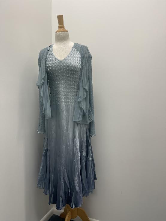 Maxi Dress Komarov Dresses Komarov V-Neck Pleated Ruffle 2-Piece Jacket Dress, Womens, L, Ocean Blue Ombre Maxi Dress Komarov Dresses Komarov V-Neck Pleated Ruffle 2-Piece Jacket Dress, Womens, L, Ocean Blue Ombre