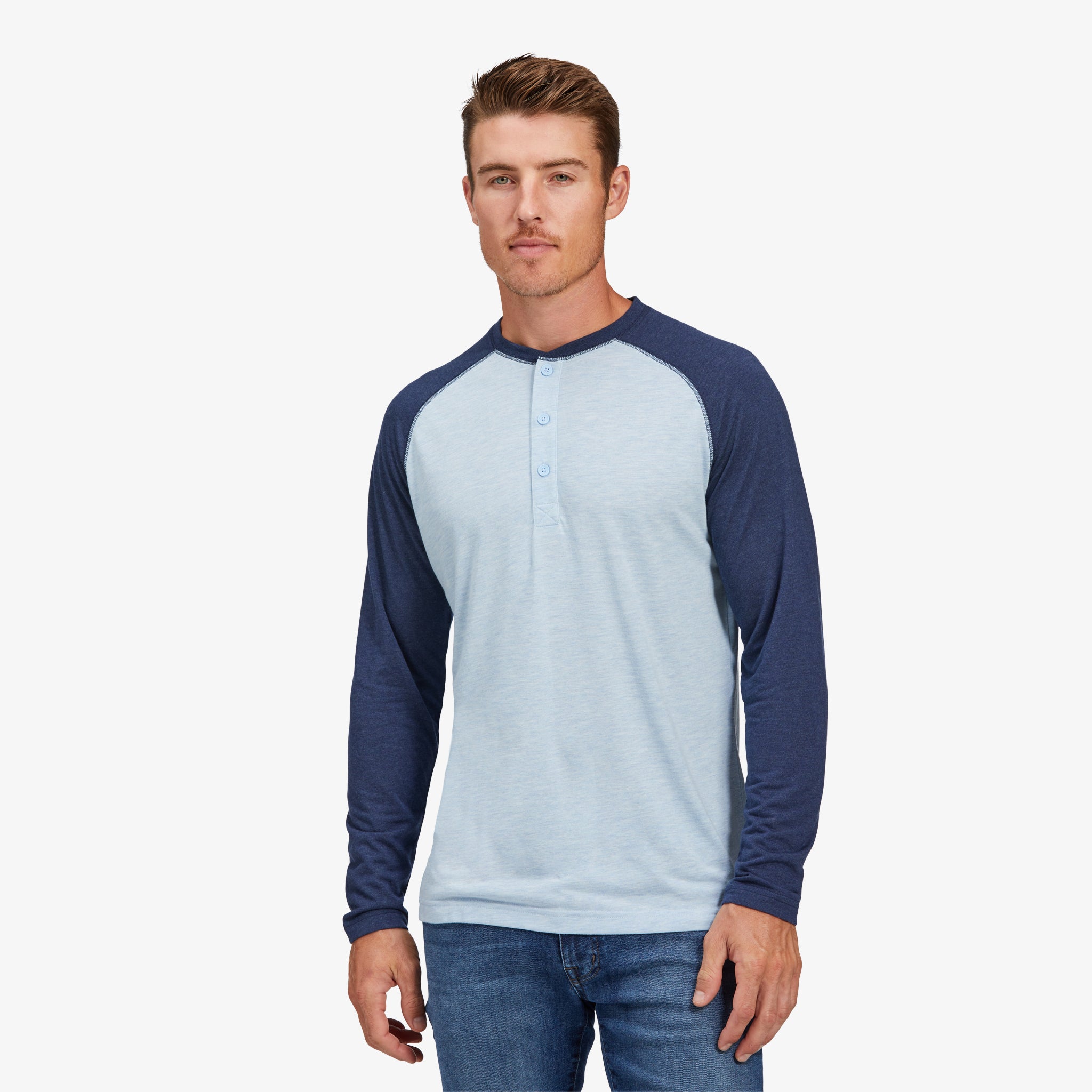 Men's Mizzen + Main | Easy Knit Henley | Navy Blue Contrast - FLCrooks.com