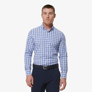 Men's Mizzen + Main | Leeward Trim Long Sleeve | Light Blue Plaid