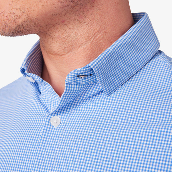 Men's Mizzen + Main | Leeward Classic Long Sleeve | Cobalt Stratford Check Detail