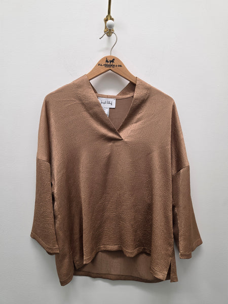 Women's Joseph Ribkoff | Style 263141 Satin V-Neck Top | Camel