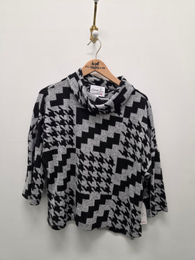 Women's Compli K | Cowl Neck Knit Top | Black & Grey