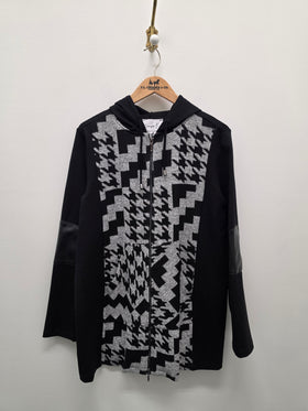 Women's Compli K | Houndtooth Print Knit Jacket | Black & Grey