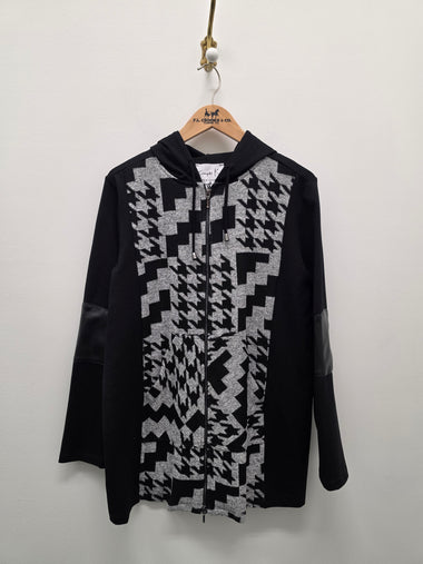 Women's Compli K | Houndtooth Print Knit Jacket | Black & Grey