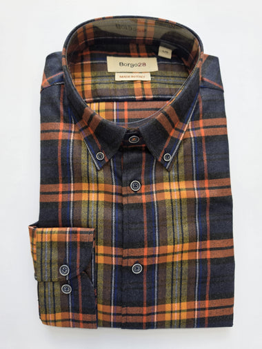 Men's Borgo 28 | Ceramica Button Collared Shirt | Multicolor Plaid