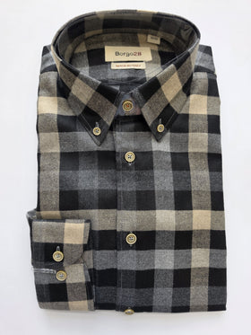 Men's Borgo 28 | Ceramica Button Collared Shirt | Black & White Plaid