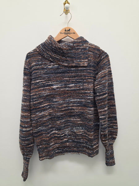 Women's French Dressing | Envelope Collar Sweater | Indigo Space Dye