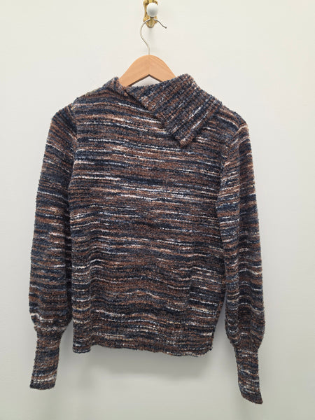 Women's French Dressing | Envelope Collar Sweater | Indigo Space Dye