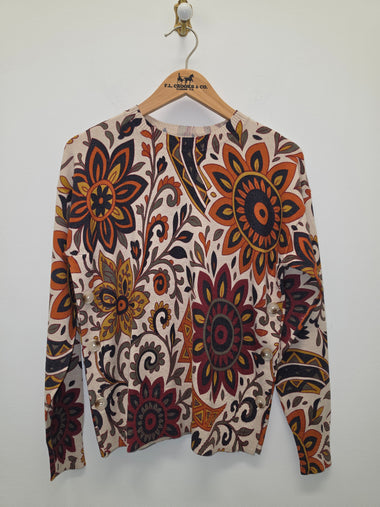 Women's Charlie B | Drop Shoulder Crew Neck Printed Sweater with Side Buttons | Rio