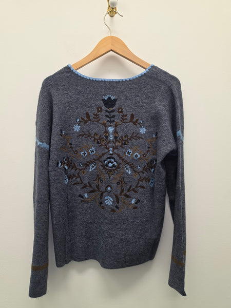 Women's Charlie B | Embroidered Sweater | Heather Denim