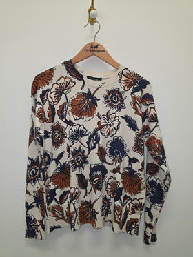 Women's Charlie B | Drop Shoulder Crew Neck Printed Sweater with Side Buttons | Fantasy