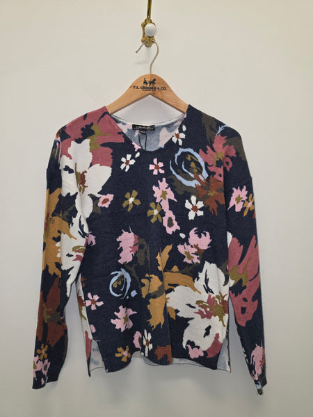 Women's Charlie B | Drop Shoulder Printed V-Neck Sweater | Bloom