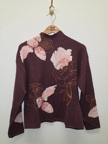 Women's French Dressing | Long Sleeve Mock Neck Sweater | Rose Fig