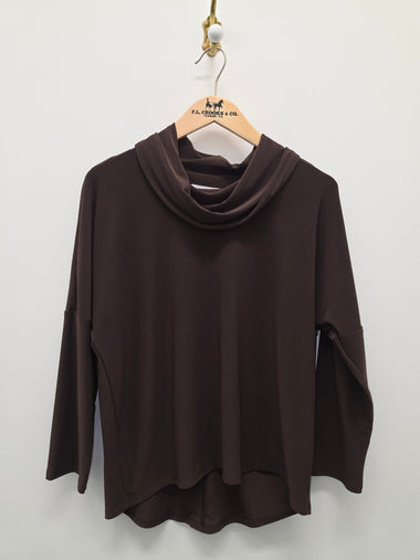 Women's Compli K | Cowl Neck Pullover Top | Chocolate