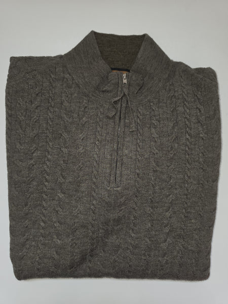 Men's Lenor Romano | Sanded Twist Cable Zip Mock Sweater | Leaf