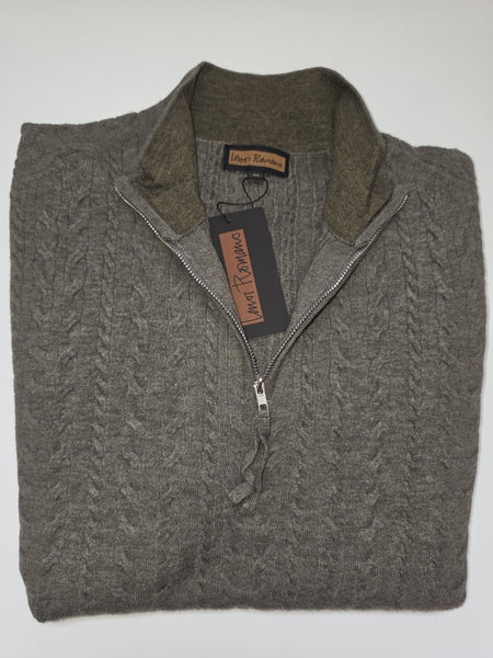 Men's Lenor Romano | Sanded Twist Cable Zip Mock Sweater | Leaf