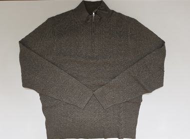 Men's Lenor Romano | Sanded Twist Cable Zip Mock Sweater | Leaf