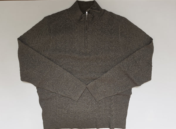 Men's Lenor Romano | Sanded Twist Cable Zip Mock Sweater | Leaf