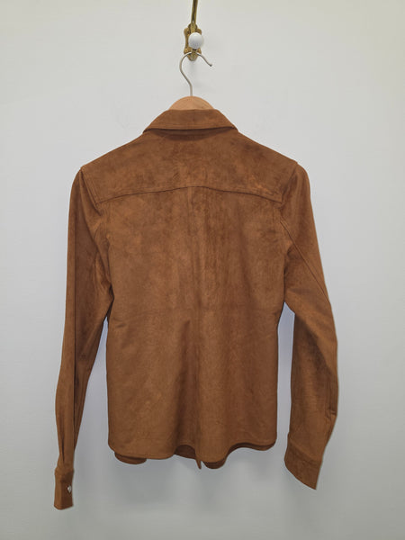 Women's French Dressing | Long Sleeve Suede Button-down Top | Camel
