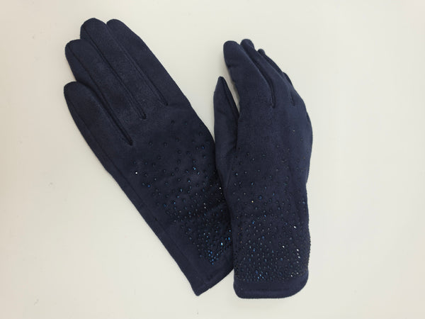 Women's iScarf | Driving Glove | Navy with Rhinestones