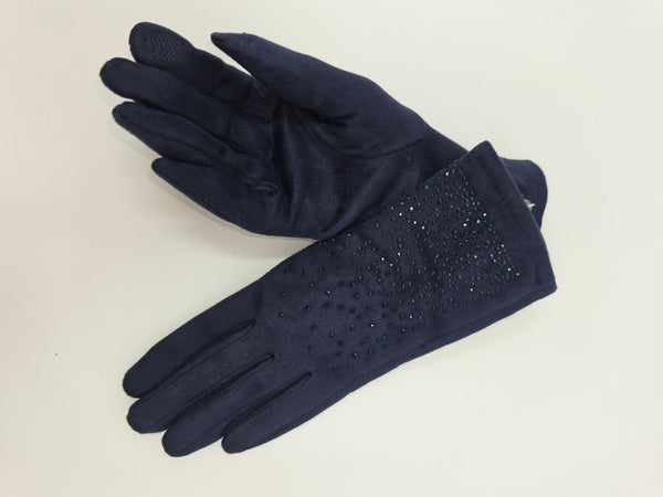 Women's iScarf | Driving Glove | Navy with Rhinestones