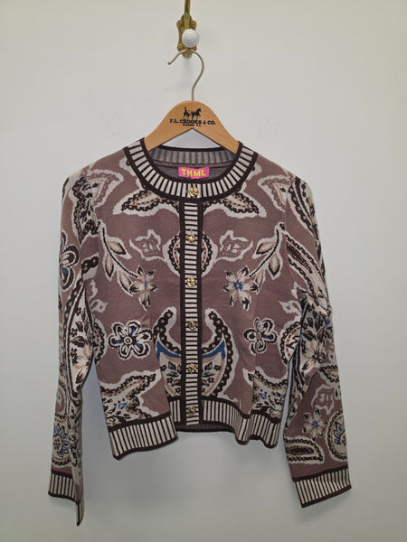 Women's THML| Long Sleeve Paisley Knit Cardigan | Brown